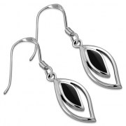 Black Onyx Drop Silver Earrings, e347h